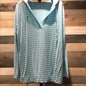 West Indies long sleeve aqua striped hoodie M